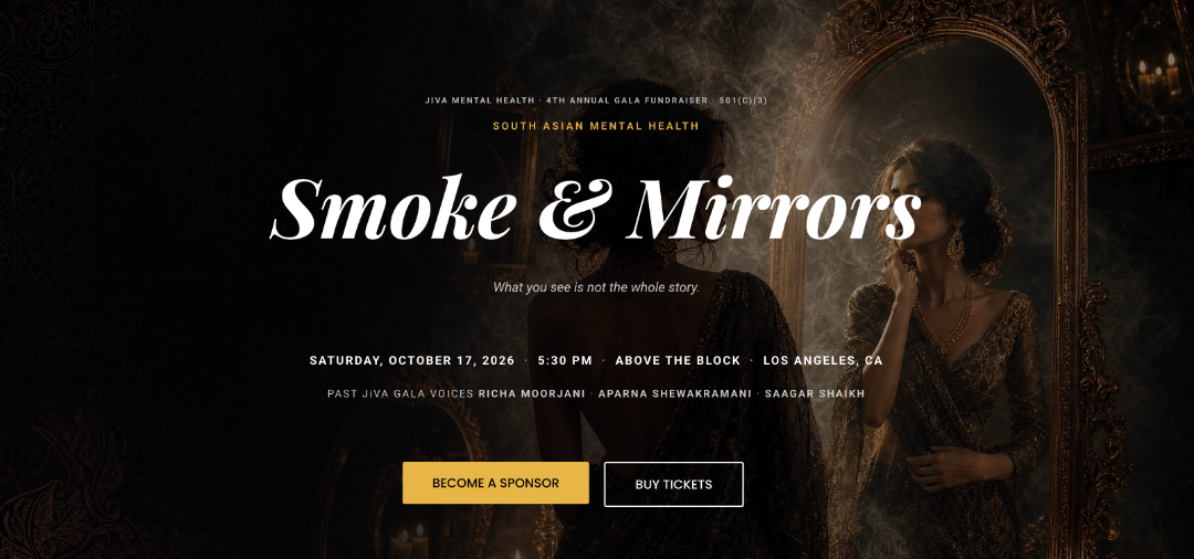 Smoke & Mirrors — JiVA Mental Health 4th annual gala fundraiser, Saturday October 17, 2026, Above the Block, Los Angeles